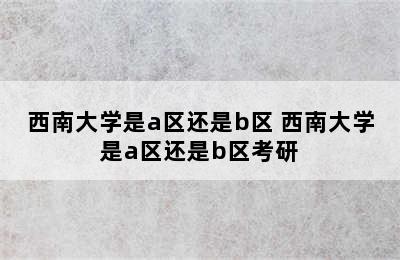 西南大学是a区还是b区 西南大学是a区还是b区考研